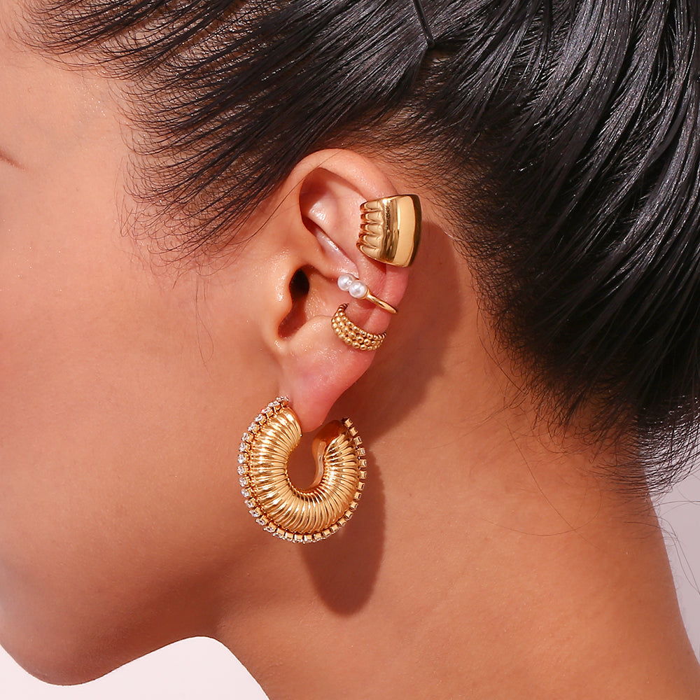 Textured Zircon edged hoops