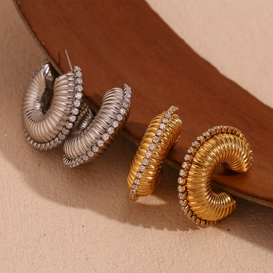 Textured Zircon edged hoops