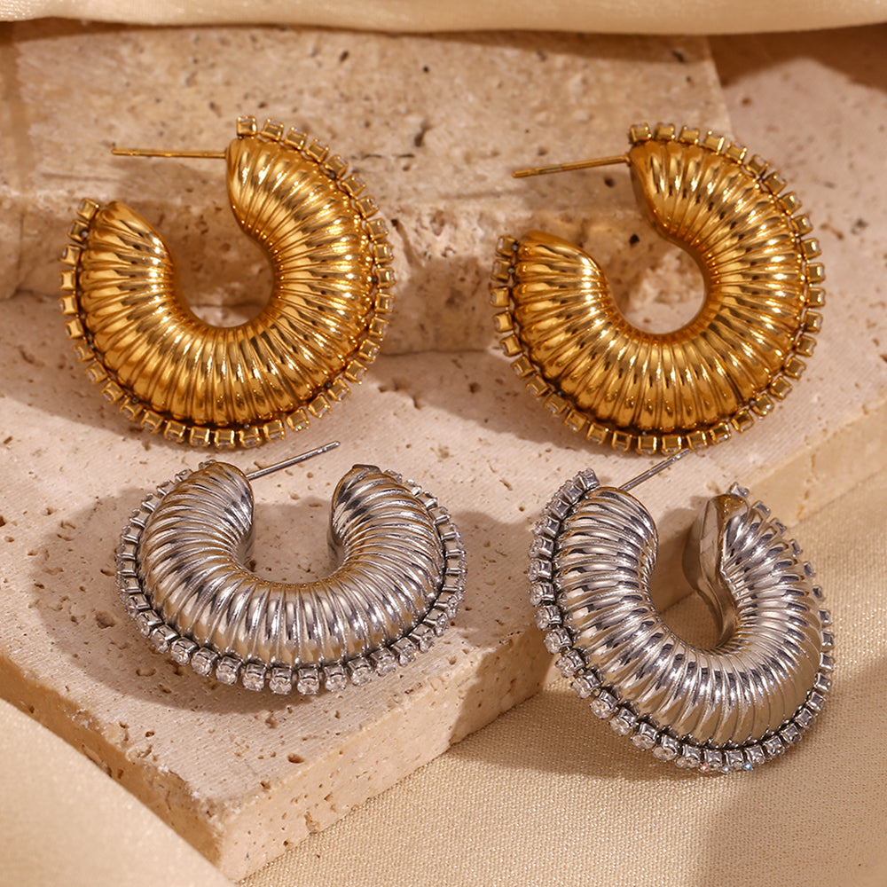 Textured Zircon edged hoops